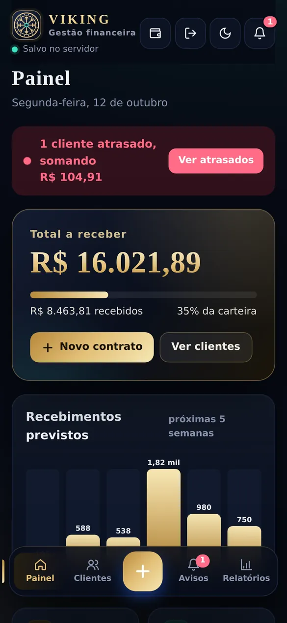 Painel do Viking no celular